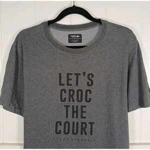 Lacoste Sport Novak Djokovic Shirt Croc The Court Tennis Tee‎ Men's 6 Gray SS